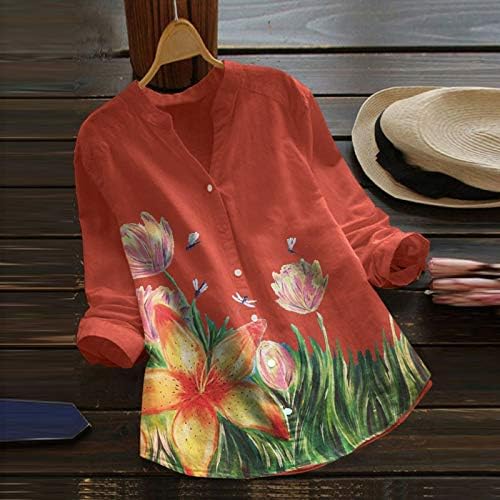 Žene Smiješno gumb dolje bluze košulje dugi rukavi plus size mačji tisak leisure radne majice proljetne jesenske tunike vrhovi