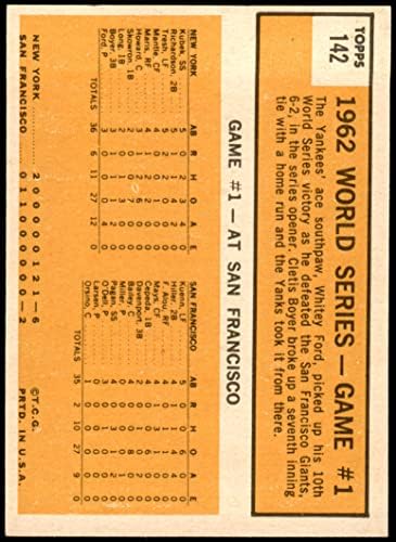 1963. Topps Baseball 142 World Series GM 1 Izvrsno od Mickeys kartice