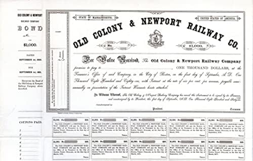 Old Coloni i Nieport željeznička tvrtka-obveznice od 1.000 i 500 dolara