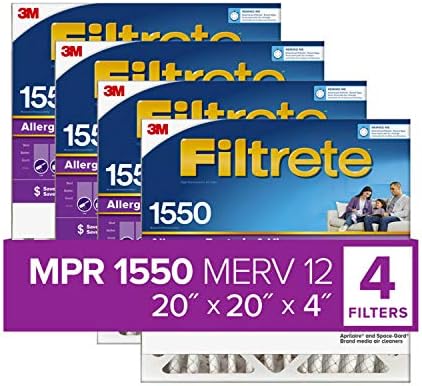 Filtriranje 20x20x4, filter za peći ac, MPR 1550 DP, Duboko ruga Healthy Living Ultra Allergen, 4 pakiranja i плиссированный