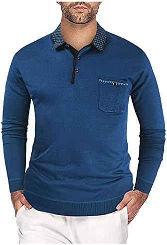 XXBR Pletene košulje za muške, prednji placket gumb za ogrlicu Polo košulja Posao dugih rukava Poslovanje ležernih jesenskih