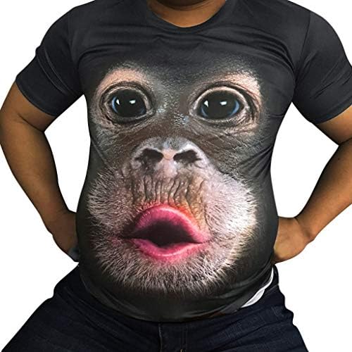 Wenkomg1 Gorilla majica za printu za muškarce za muškarce okrugli vrat Baggy Tops Sports Street Street Eves