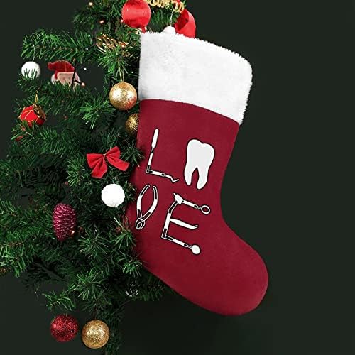 Ljubavni zubni stomatolozi zubni alati božićni viseći čarape za čarape za xmas drveće kamin za odmor dekor kuće