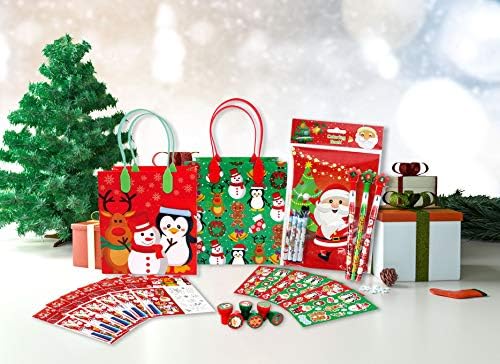 TinyMills božićna zabava za zabavu vrećice Počatke s ručkama, torbe za bombone za božićne zabave za poklon torbe za božićne