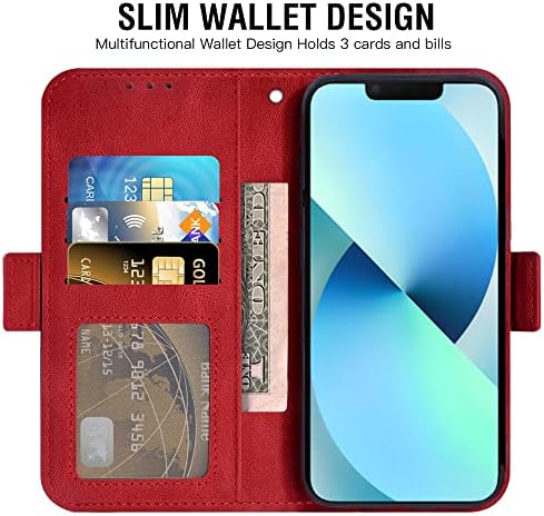 Asuwish je Kompatibilan sa iPhone 13 6,1-inčni torbica-novčanik i zaštitna folija za zaslon od kaljenog stakla, kožna flip-držač