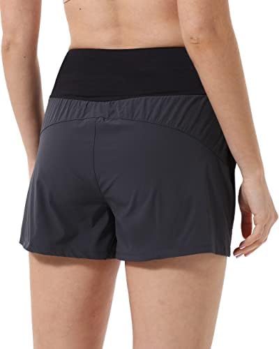 Hartpor ženske kratke hlače brze suhe 2 u 1 atletskim kratkim hlačama Crossover struk s džepovima mrežica za vježbanje za