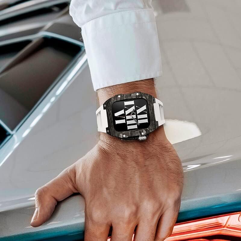 CNHKAU luksuzni futrola za ugljična vlakna za Apple Watch Band 8 45 mm metalni čelični dijamant za IWATH seriju 8 7 SE 6