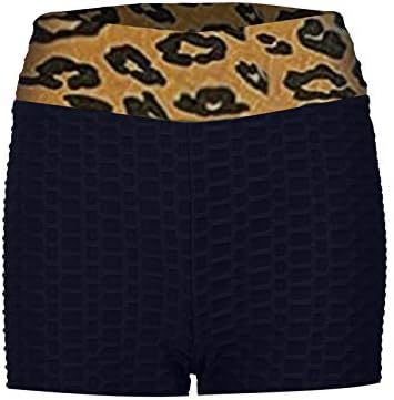 Foviguo žene dizanje hip -a leopard print kratke hlače za šivanje mjehurića bešavne joge kratke hlače seksi trčanje trenirke