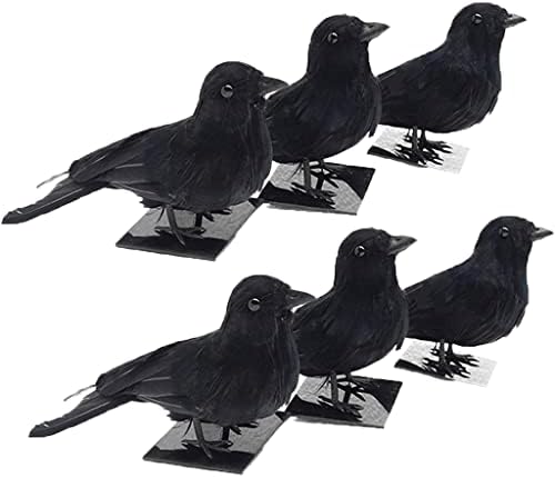 6 komada ukrasi Vrana za Noć vještica realistične vrane s crnim perjem ručno izrađene za vintage ukrase za Noć vještica u