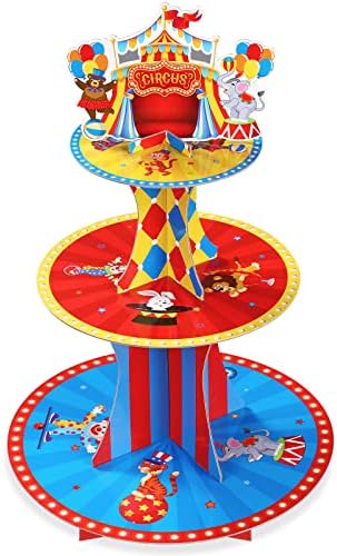 Karnevalski tematski držač za kolače 3-slojni cirkuski kartonski stalak za kolače cirkuski šator stalak za torte desertni