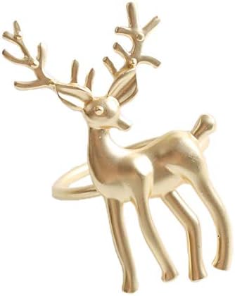 Fennco Styles odmor za odmor Metalni salveti prstenovi, set od 4 - zlatni ukrasni salveti za Božić, dekor za blagovaonicu,