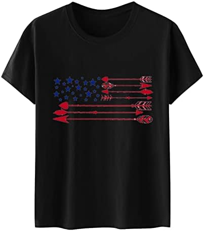 4. srpnja majice kratkih rukava Majice za žene s okruglim vratom američka zastava zvijezde pruge majica s kravatom u boji