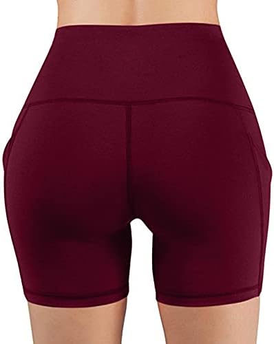 Ženske treninge kratke hlače visoke useke za podizanje guzice elastične struke Sweatshorts Istezanje joga hlača s džepovima