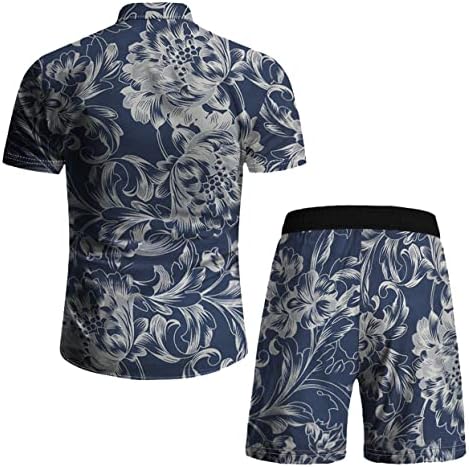 RPOVig Beach Outfit odgovarajućim košuljama kratke hlače muške havajske festival Floral odjeće s 2 komada s kašikom
