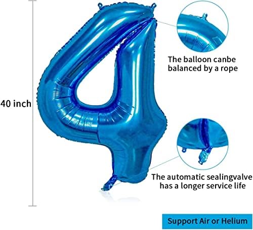 Plavi broj 4 balon 40 inčni, veliki divovski jumbo broj baloni 0-9 helij digitalni mylar folijski baloni za djevojčice Dječaci