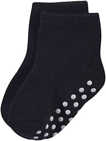 Dotakne od prirode dječje organske pamučne čarape s nejavnim hvataljkama za otpornost na jesen, čvrsta crna ružičasta, 12-24