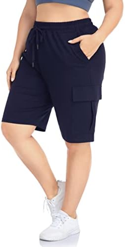 Zerdocean Women's Plus size teretni znoj kratke hlače aktivno ljetno vježbanje atletskih kratkih hlača s džepovima