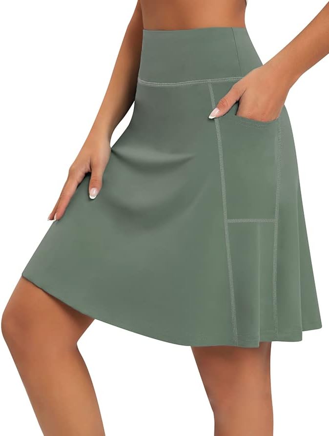 Luksuzna ženska skromna suknja duljine 20 kratke hlače do koljena s 4 džepa, lagana putna duga suknja s unutarnjim kratkim