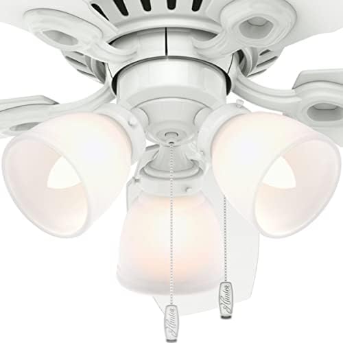 52087 niskoprofilni unutarnji stropni ventilator s LED osvjetljenjem i upravljanjem lancem, 46 inča, bijeli