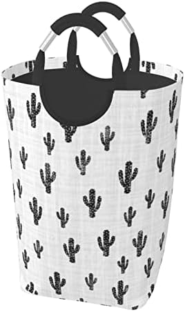 Crno - bijela košarica za rublje s teksturom Kaktusa, velika sklopiva košara za rublje, košare za rublje za rublje, spavaće