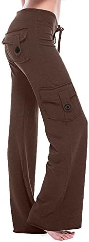 Usecee ženske teretne hlače široke noge hlače s džepovima hlače s visokim strukom hlača za stjecanje gumba