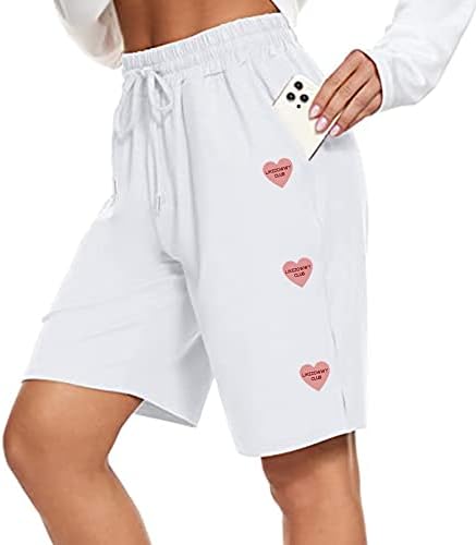 Mosunka Womens Bermuda znoj kratke hlače elastično struk 8 Atletske kratke hlače s džepovima ljetnim kratkim hlačama za žene