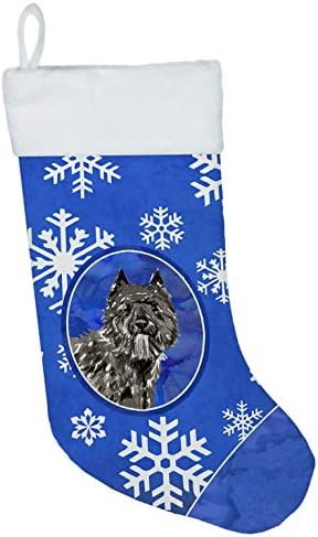 Caroline's Treasures CK3923cs Bouvier des Flandres Zimske snježne pahuljice božićna čarapa, kamin viseće čarape božićna sezona