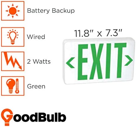 Izlazni indikator / Zelena LED / žičana snaga 2 vata 120-277v / Rezervna baterija / Rasvjeta za dugotrajnu njegu / 2 pakiranja