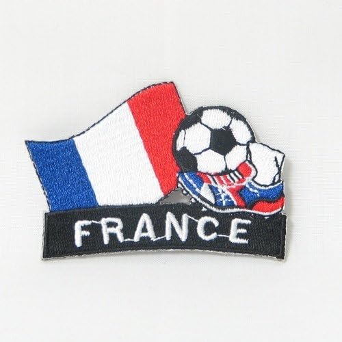 Francuska nogometni nogometni udarac zastava izvezeno željezo na patch greben značka ... 2 x 1 3/4 inča .. Novo