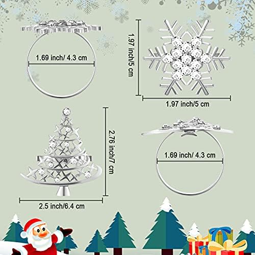 Snježni pahuljica prsten za salveti božićno drvce salvete božićne božićne božićne salvete držač za salveti božićni metal