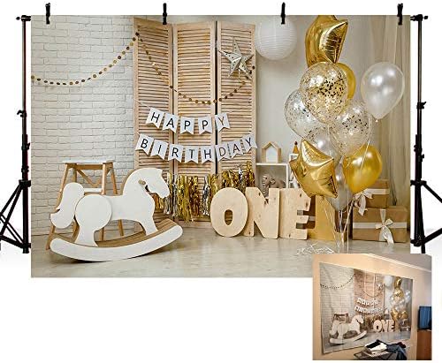 7. 95. 7. Zlatni srebrni baloni prvi 1. rođendan pozadine za djevojčice i dječake bijela drvena pozadina za fotografiranje