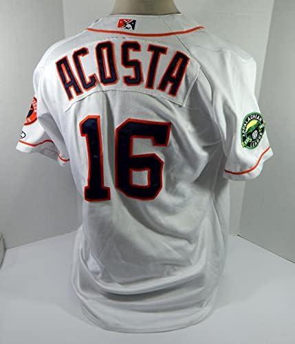 2017 Greeneville Astros Yhoan Acosta 16 Igra Upotrijebljena bijelim dres 081 - igra korištena MLB dresova