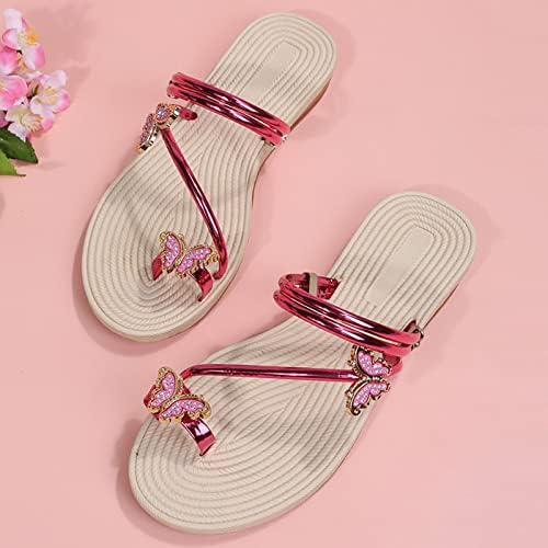 Ženske rhinestones flip flops leptir isječak nožni prpak plaža papuče od lažnih kožnih sandala za odmor poklon za djevojku