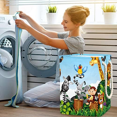 Vodootporne košare za rublje; visoke izdržljive sklopive košare s printom divljih životinja za odraslu djecu dječaka i djevojčica
