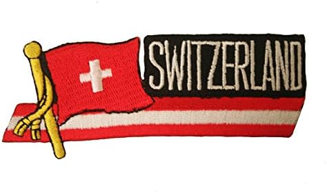 Švicarska bočna riječ Word Country zastave željezo na patch greben značka ... 1,5 x 4,5 inča ... Novo