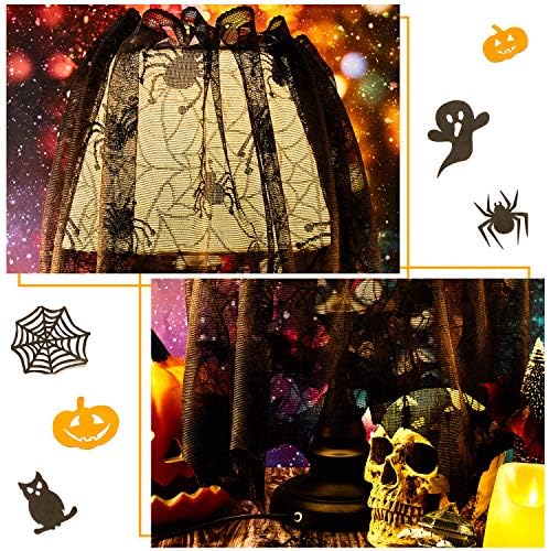4 komada Halloween Lamp Shade Crna čipkasta lampica za sjenilo s 4 komada vrpca za Halloween Spider Bats, sjena Halloween
