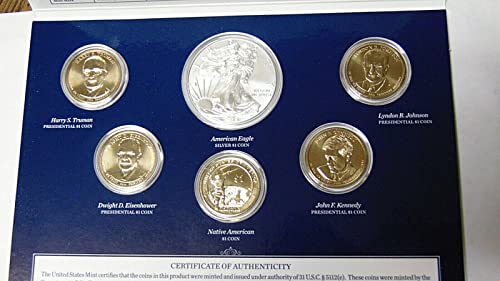 2015 W US MINT 6-koin Godišnji necirkulirani dolarski novčić sa satenskim dolarima i izgorjeli srebrni orao $ 1 sjajno necirkulirano