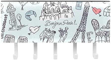 Guerotkr zidne kuke, viseće kuke, ljepljive kuke za visenje, Eiffel Tower Castle Art Sketch uzorak