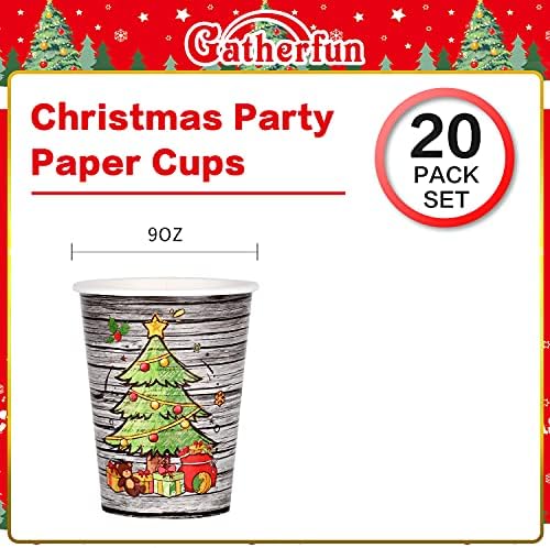 Jednokratne božićne čaše, papirnate čaše s drvenim dizajnom božićnog drvca za ukrašavanje vesele božićne zabave, pakiranje