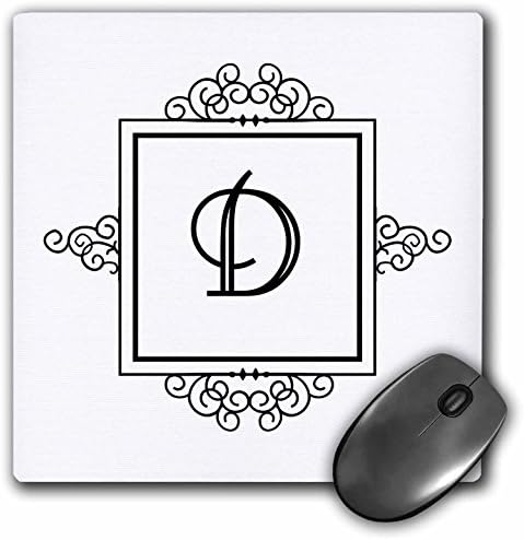 3-inčna podloga za miš veličine 8-inčnih 8-inčnih 0,25 inča, početno slovo s osobnim monogramom, neobična crno-bijela tipografija,