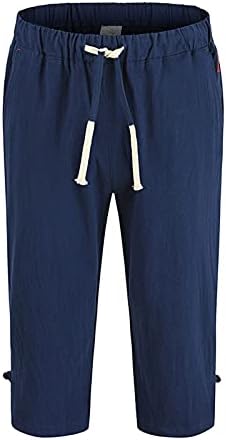 ticcoy mens 3/4 jogger kratke hlače capri hlače ispod koljena kratkih hlača pamuka i lanenog elastičnog struka i džepova