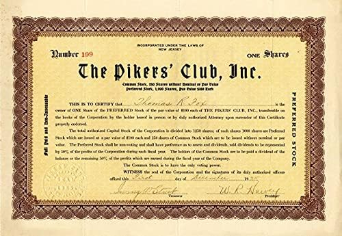 Pikers' Club, Inc. - Potvrda o razmjeni
