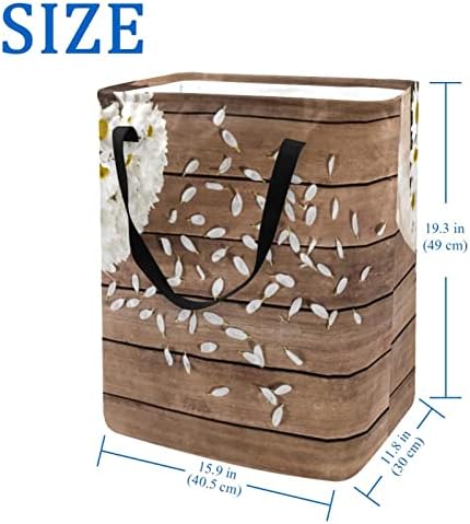 Drvene daske s printom buketa tratinčica sklopiva košara za rublje vodootporne košare za rublje od 60 l košara za pranje