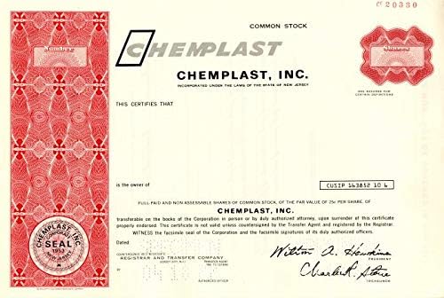 Chemplast, Inc. - Potvrda o skladištu uzoraka