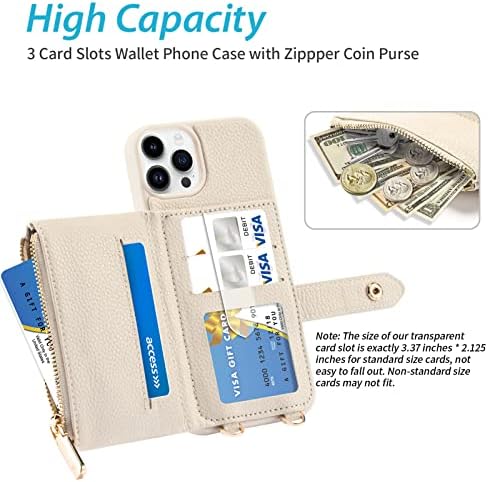 LAMEEKU kompatibilan s torbicom-novčanikom iPhone Pro 14, kožna torbica za telefon preko ramena s remenom za žene, potpuno