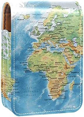 Mini torbica za ruž za usne s ogledalom za novčanik, Karta svijeta, jednostavna prijenosna Torbica za organiziranje