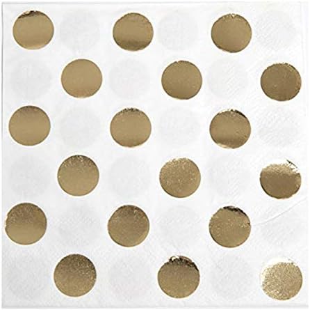 FOIL točkice pića papirnate salvete - 5 x 5, zlato, 16 pcs