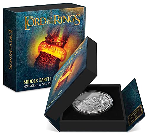 2023. de Lord of the Rings Mordor Powercoin Mordor Middle Zemlja 3 oz srebra 10 $ niue 2023 Antique Finish