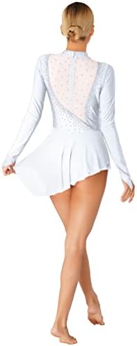 Tiaobug ženske lirske plesne kostime dugih rukava Rhinestone Gimnastika Leotard figura klizačka haljina