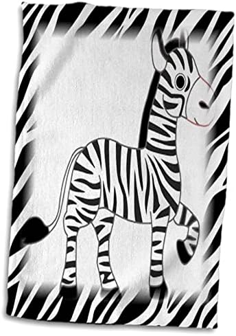 3Drose Florene Childrens Art - crno -bijela zebra na pozadini zebre - ručnici
